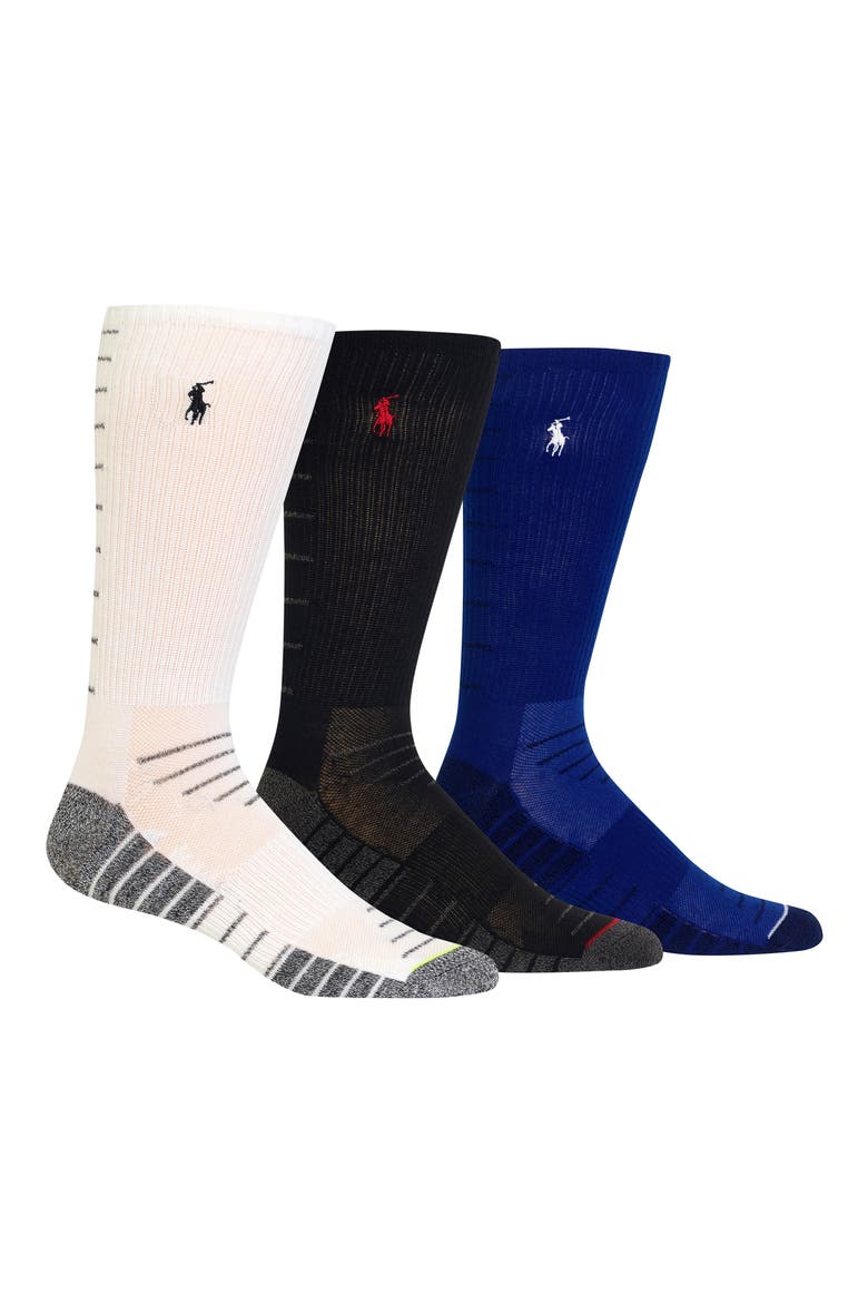 Ralph Lauren 3-Pack Ladder Stripe Crew Socks, Main, color, WHITE MULTI