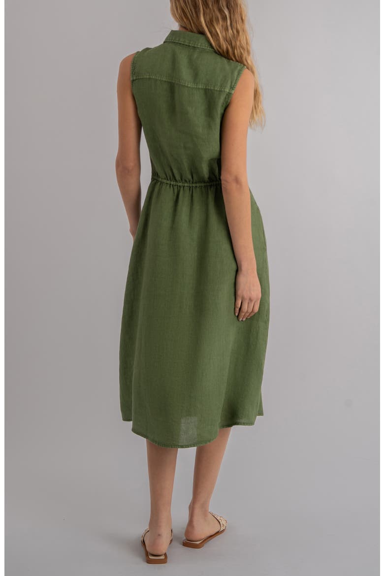Bowie Linen Button-Up Midi Shirtdress, Alternate, color, OLIVE