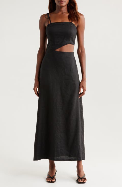Harper Cutout Linen Blend Cover-Up Dress