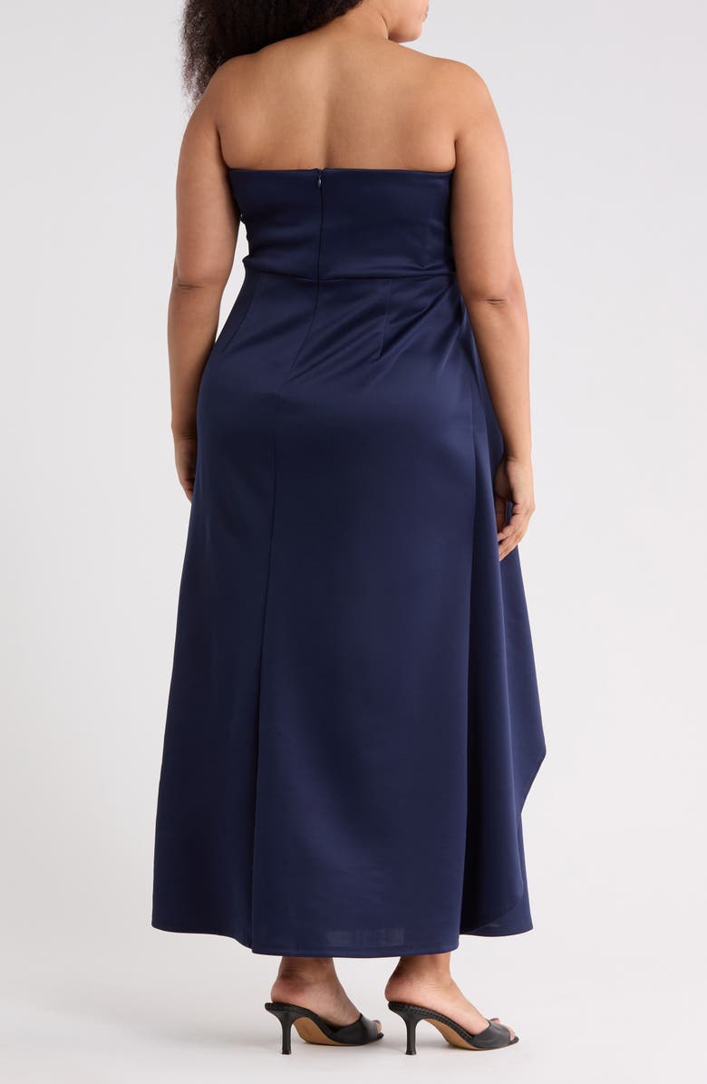 Oleg Cassini Strapless Drape Side Gown, Alternate, color, Navy