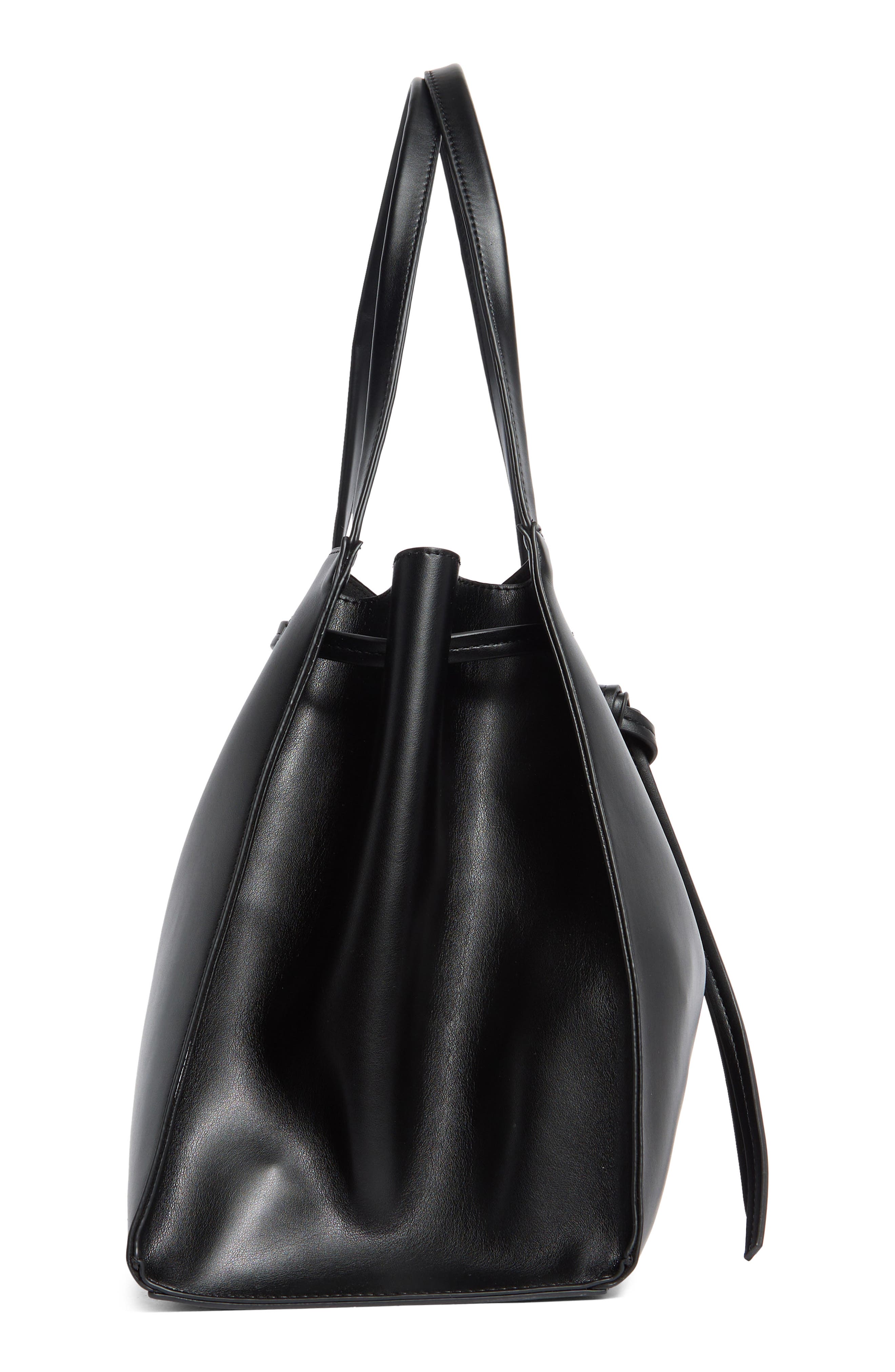 BCBG Drawstring Tulip Tote Bag, Alternate, color, Black