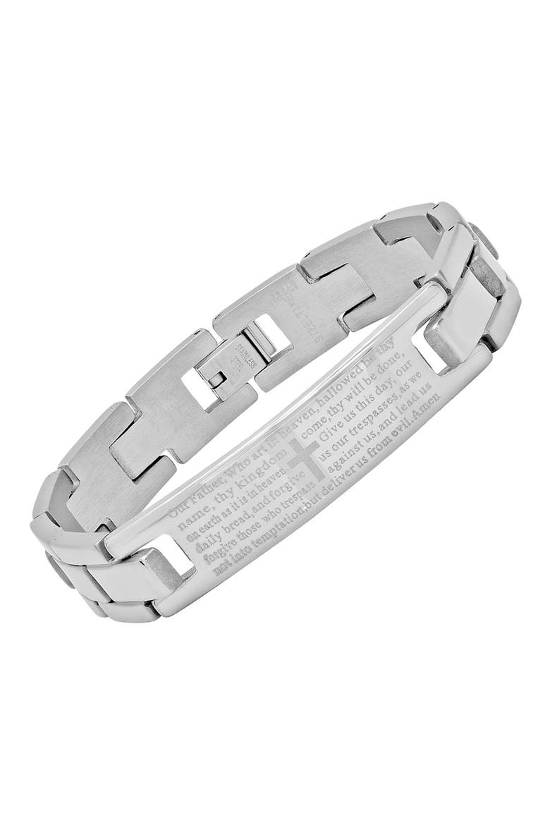 Stainless Steel Lord's Prayer Link Bracelet, Alternate, color, METALLIC