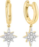 EFFY 14k Gold Plated Diamond Star Huggie Hoop Earrings