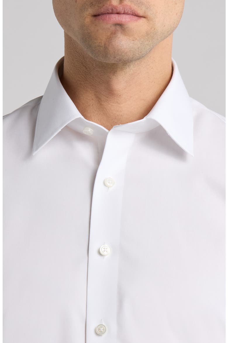 Non-Iron Trim Fit Solid Cotton Dress Shirt, Alternate, color, WHITE