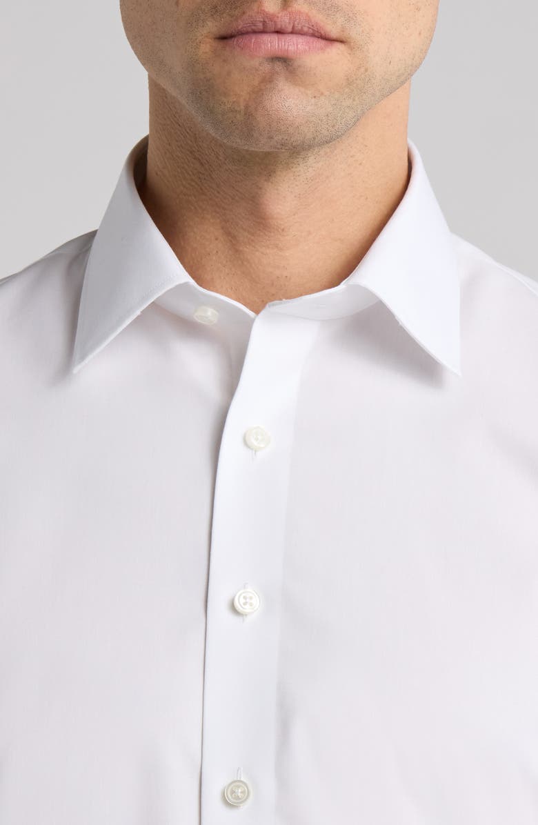 Nordstrom Non-Iron Trim Fit Solid Cotton Dress Shirt, Alternate, color, White