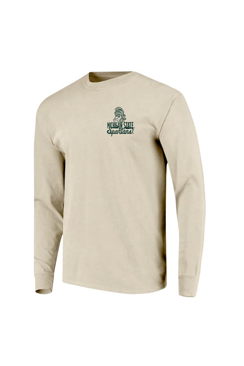 Men's Natural Michigan State Spartans Comfort Colors Mascot Overlay Long Sleeve T-Shirt, Alternate, color, Natural