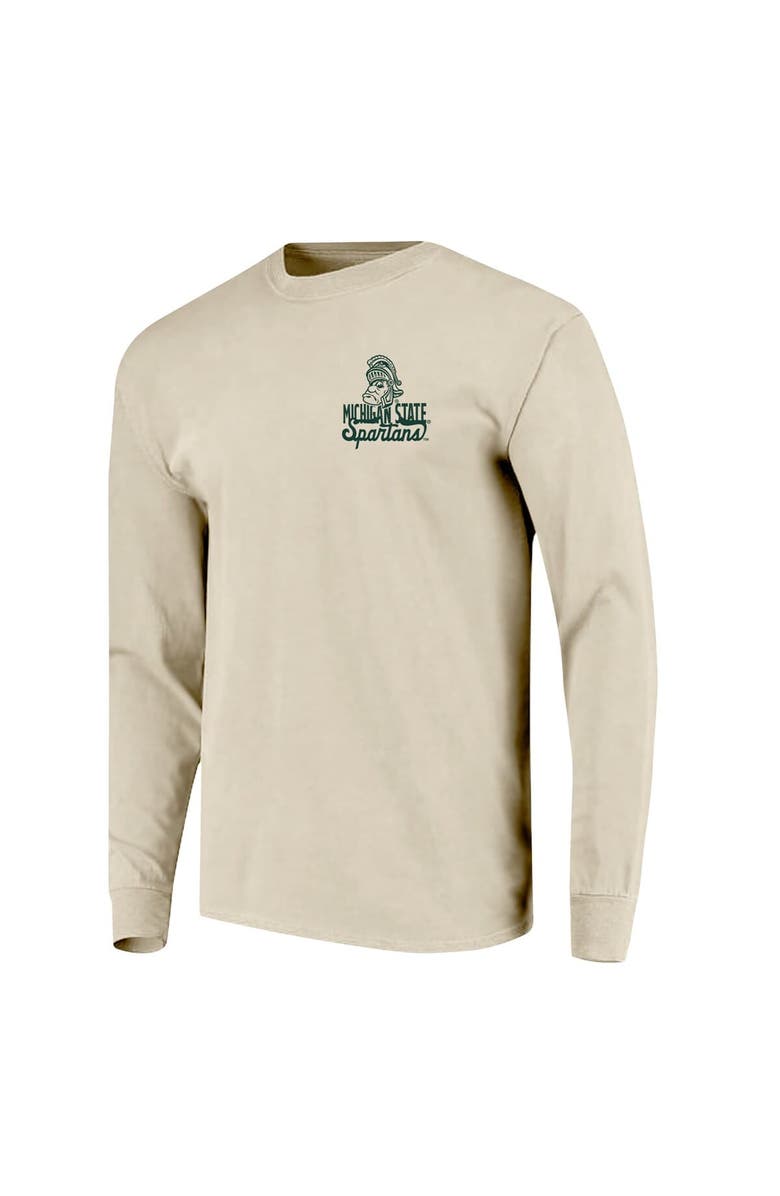 IMAGE ONE Men's Natural Michigan State Spartans Comfort Colors Mascot Overlay Long Sleeve T-Shirt, Alternate, color, Natural