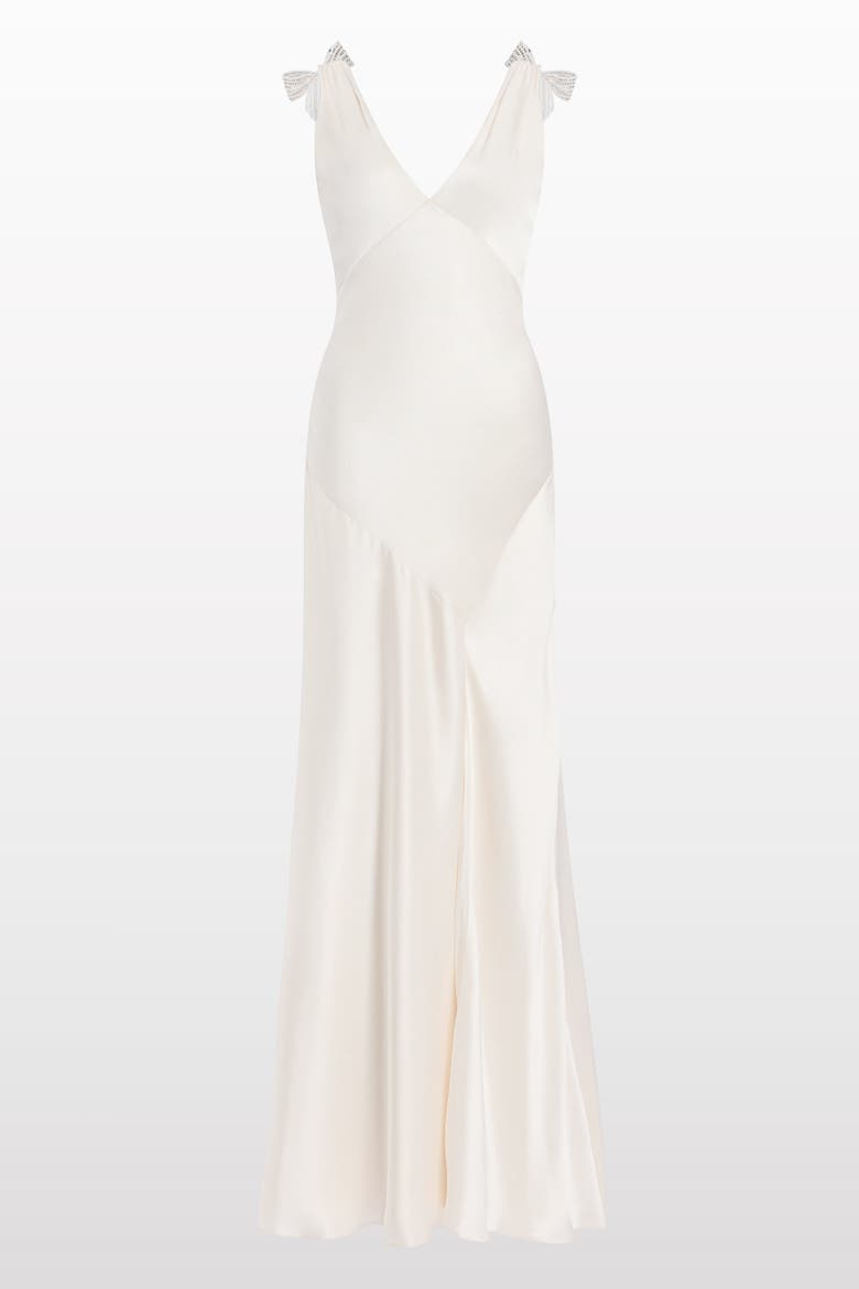 Collette Beaded Bow-Detail Maxi Dress, Alternate, color, Ivory