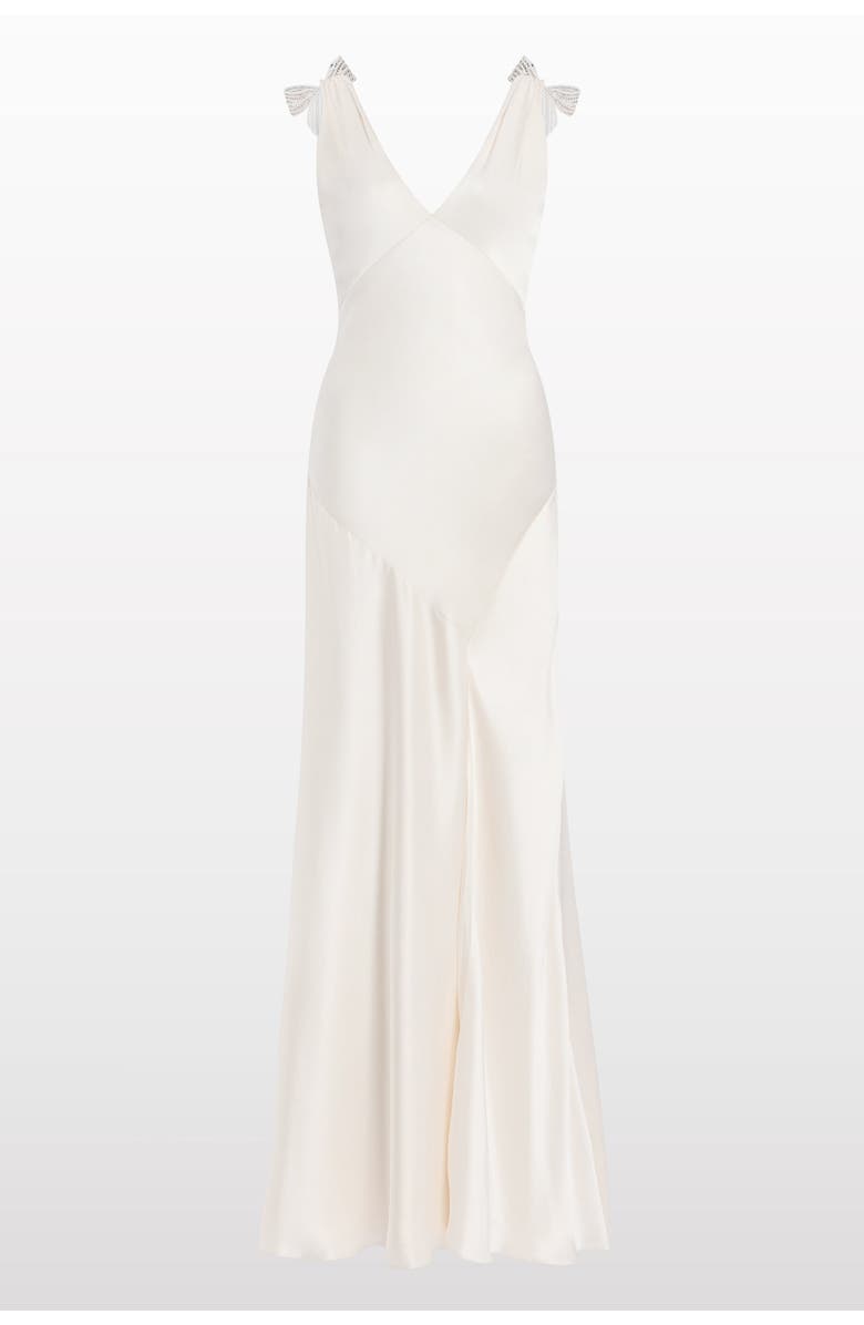Jenny Packham Collette Beaded Bow-Detail Maxi Dress, Main, color, Ivory