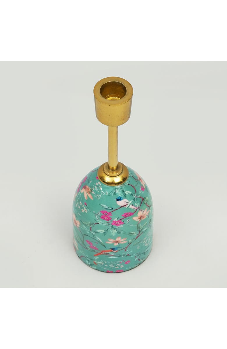 Mela Artisans Aqua Flora Tapered Candleholders, Alternate, color, Aqua Flora