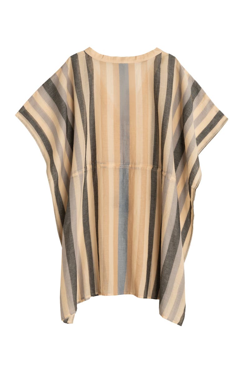 Echo Cabana Stripe Caftan, Alternate, color, Black
