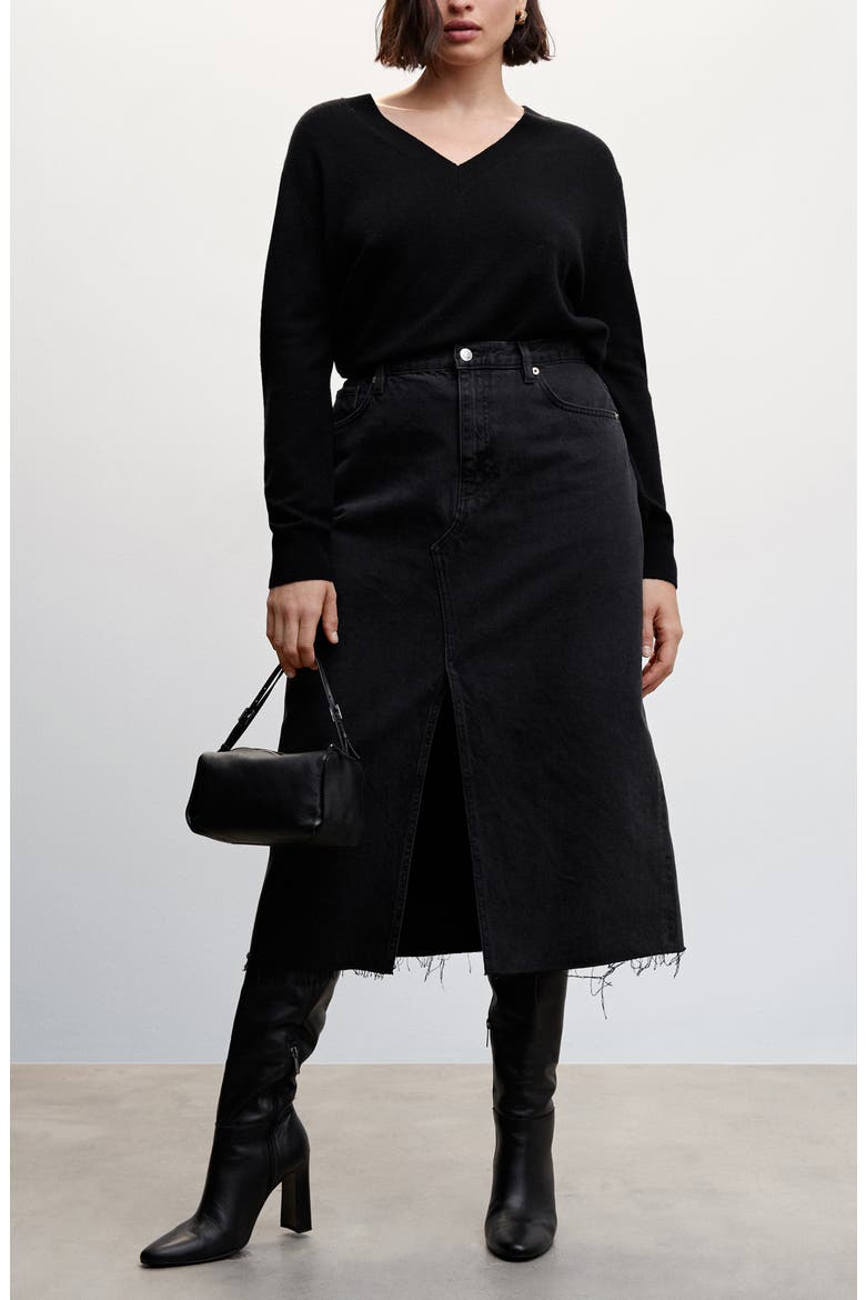 V-Neck Wool Sweater, Alternate, color, BLACK