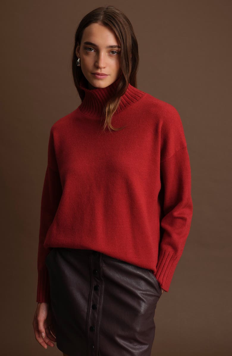 DELUC Peter Mock Neck Sweater, Alternate, color, Burgundy
