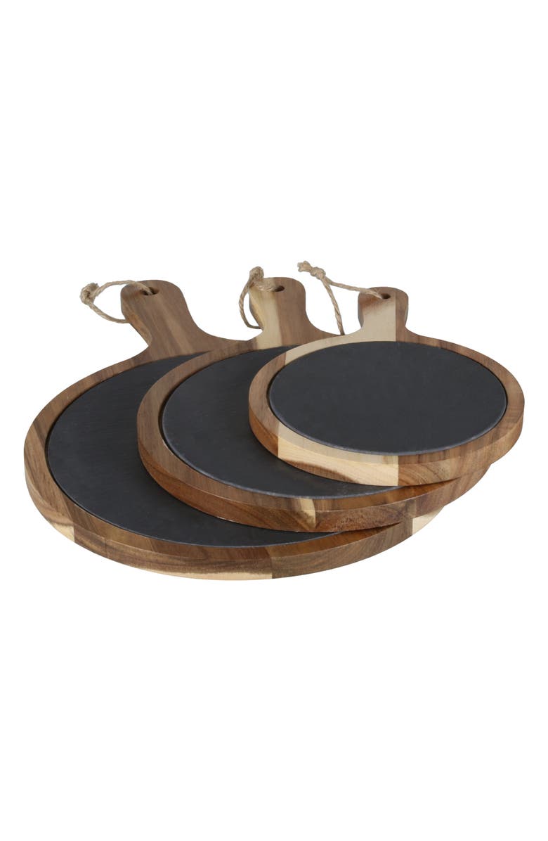 BIA Cordon Bleu Set of 3 Round Wood Serving Boards, Main, color, Natural