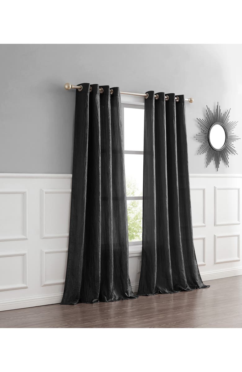 DAINTY HOME Single Sheer Panel Curtain, Main, color, Black