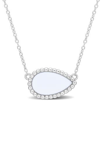 Delmar Pear Cut Semiprecious Stone Pendant Necklace In White