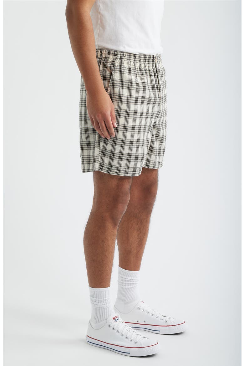 Plaid Elastic Waist Shorts, Alternate, color, CREAM