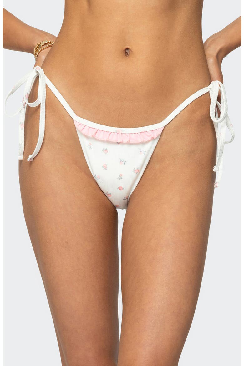 Ira Floral Side Tie Bikini Bottoms, Main, color, WHITE
