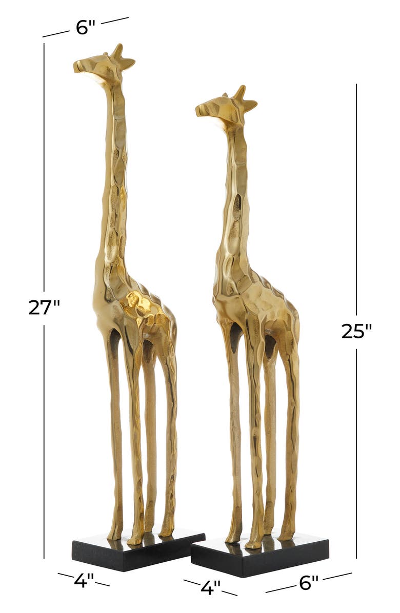 VIVIAN LUNE HOME Goldtone Aluminum Contemporary Giraffe Sculpture - Set of 2, Alternate, color, 