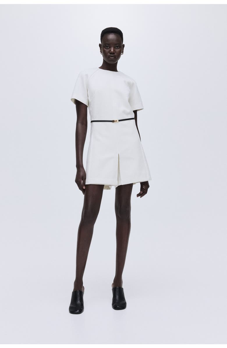 H&M Belted Playsuit, Alternate, color, Cream