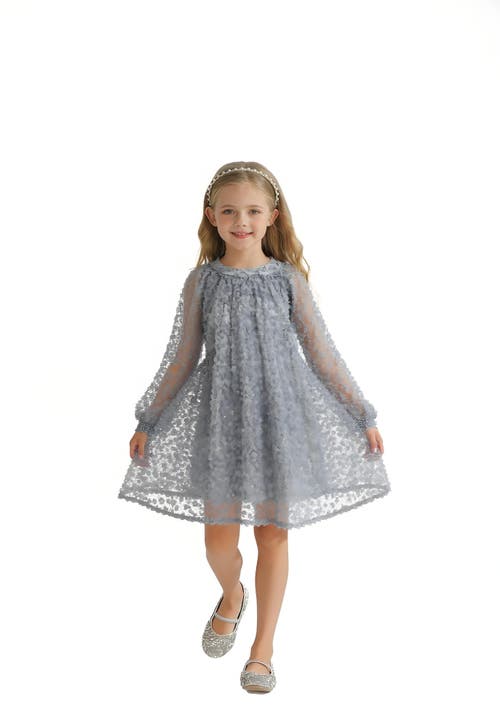 Sweet Cactus Sheer Floral Dress In Blue