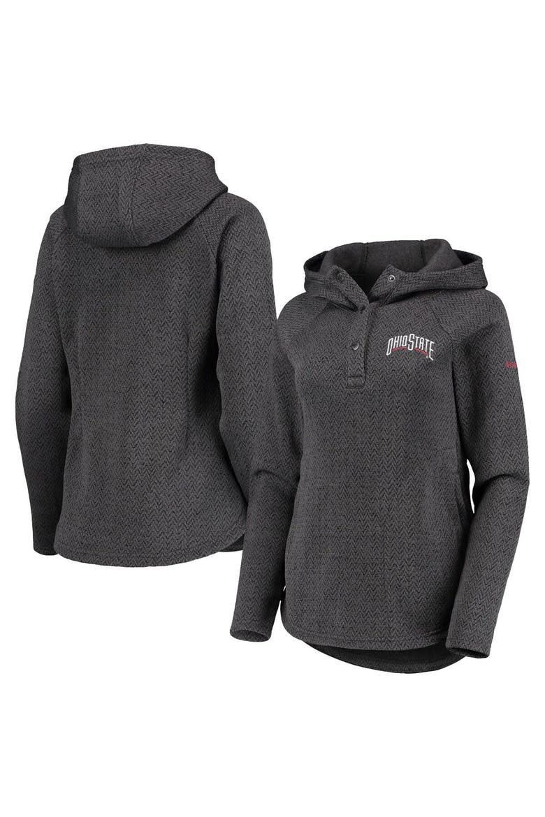 Women's Columbia Black Ohio State Buckeyes Darling Days Raglan Fleece Pullover Hoodie, Main, color, Black
