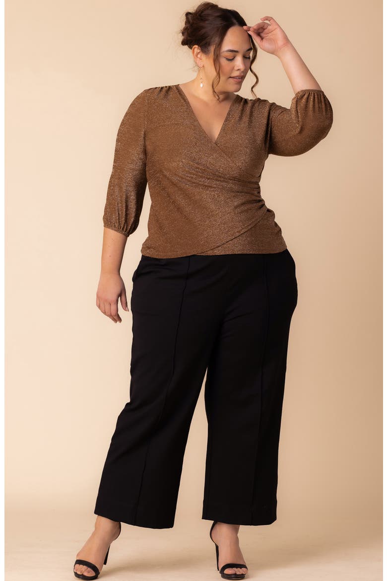 Celeste Faux Wrap Top, Alternate, color, MOCHA SPARKLE