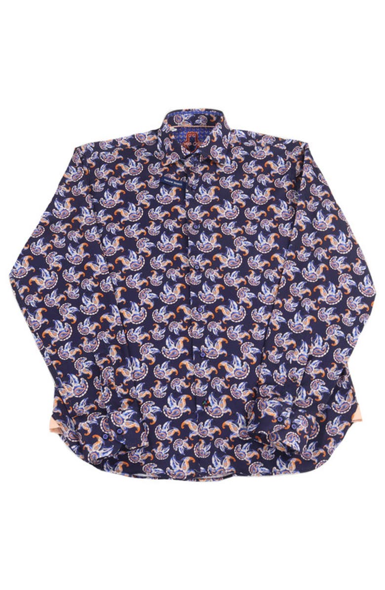 Luchiano Visconti Paisley Jacquard Shirt, Main, color, Navy