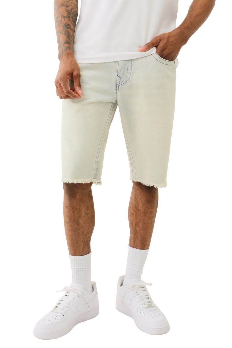 Ricky Fray Hem Straight Leg Denim Shorts, Main, color, BLUE MARINER LIGHT WASH