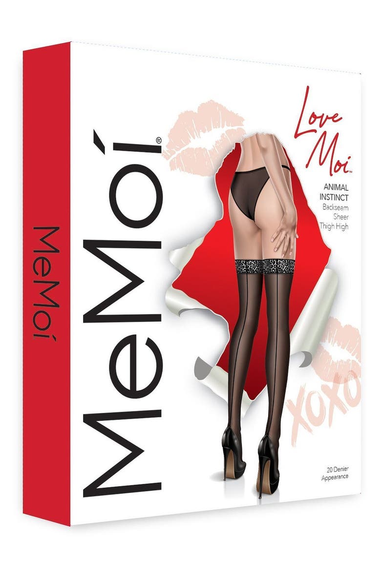 Animal Instinct Thigh High Stockings, Alternate, color, BLACK