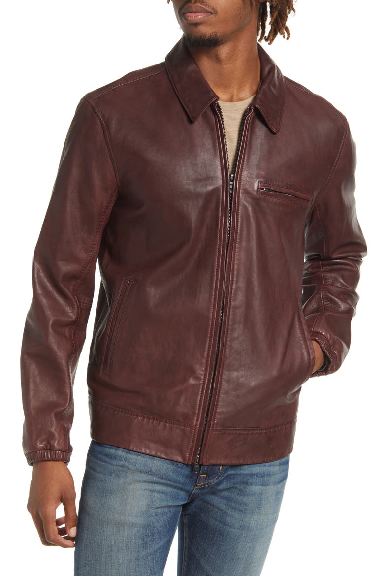 Alix Leather Jacket, Alternate, color, DEEP CHERRY WINE