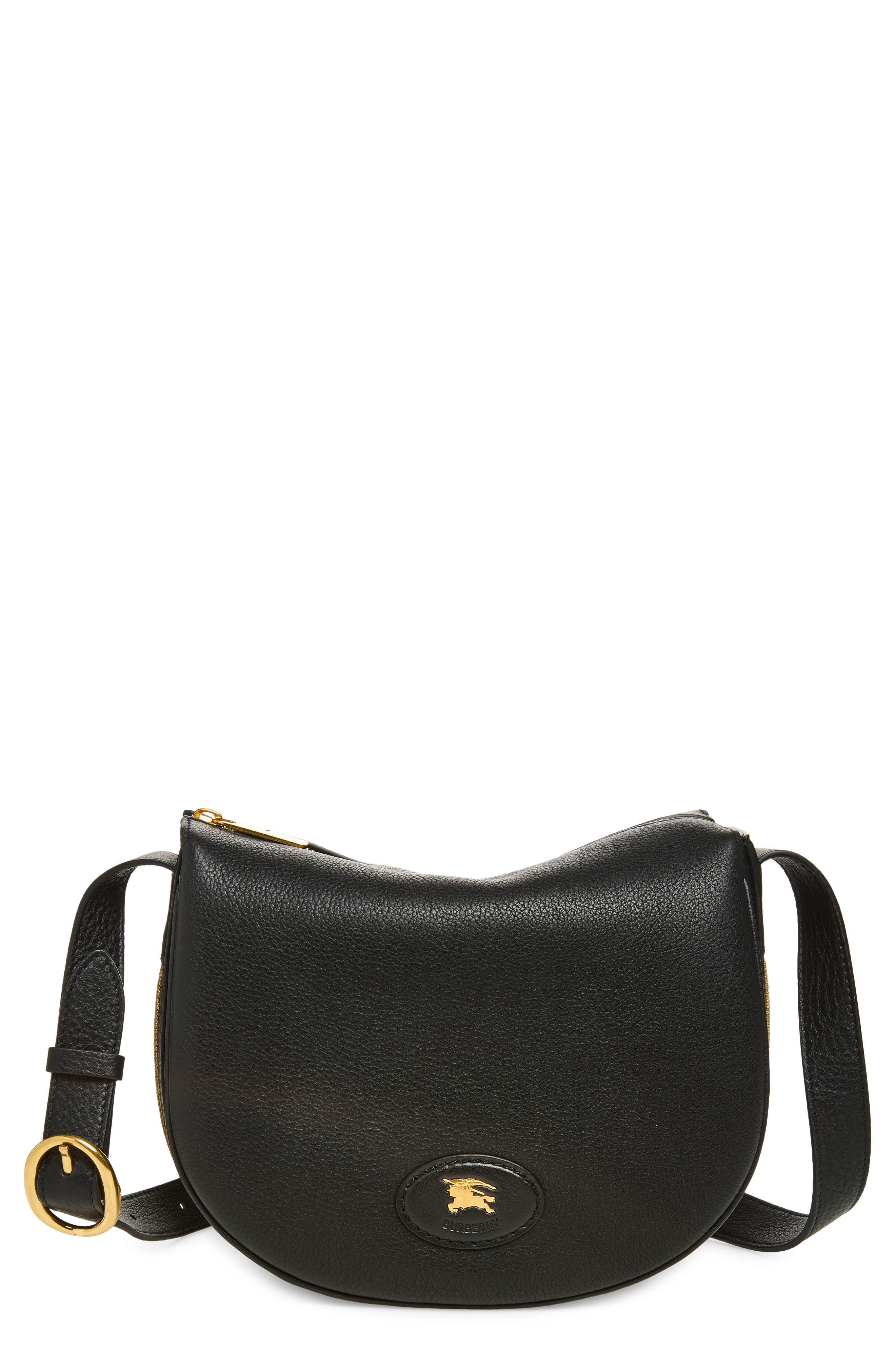 Burberry Large Tavistock Leather Crossbody Bag, Main, color, Black