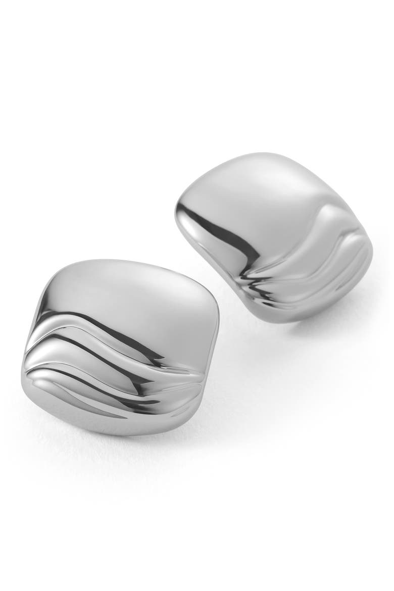 Rue Statement Button Earrings, Main, color, HIGH POLISH SILVER