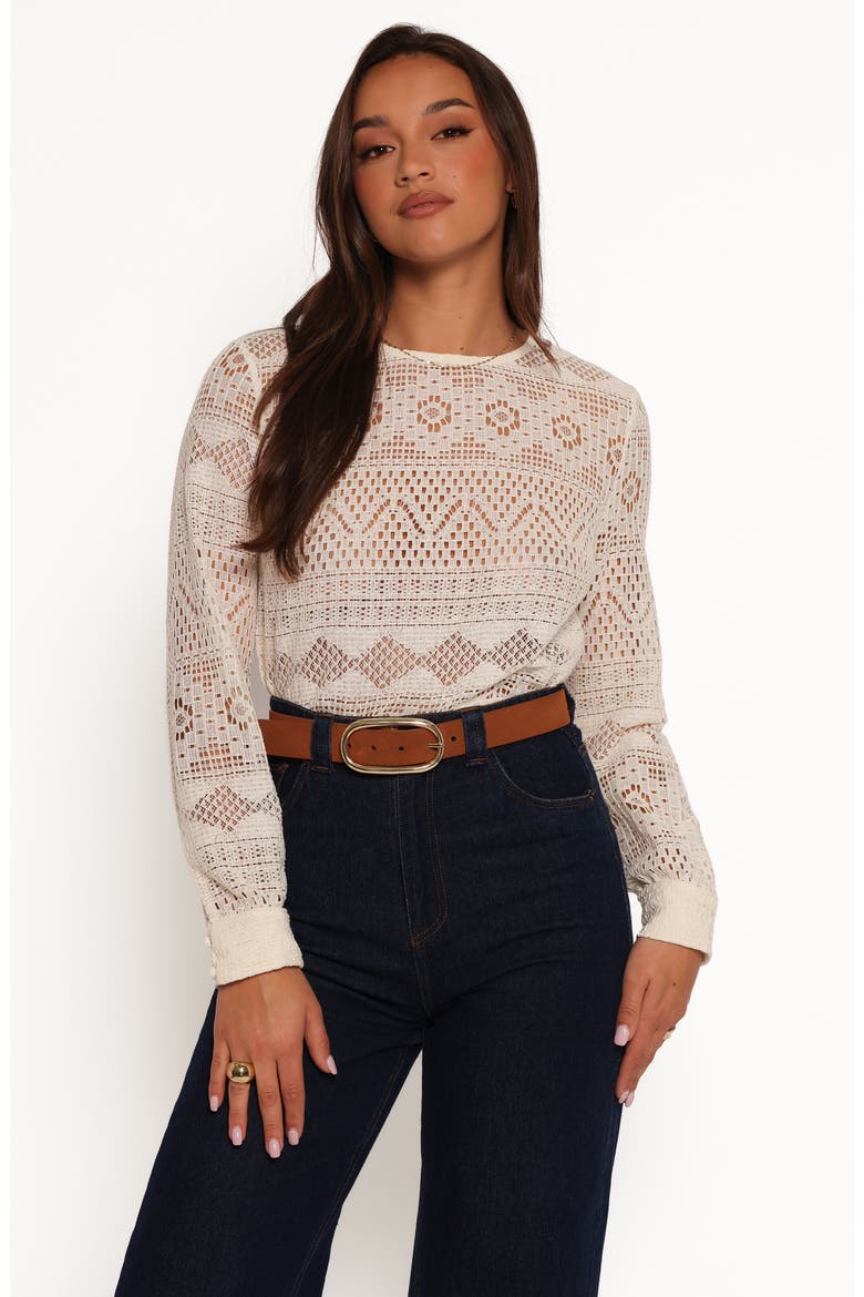 Maddot Mixed Lace Long Sleeve Top, Alternate, color, CREAM