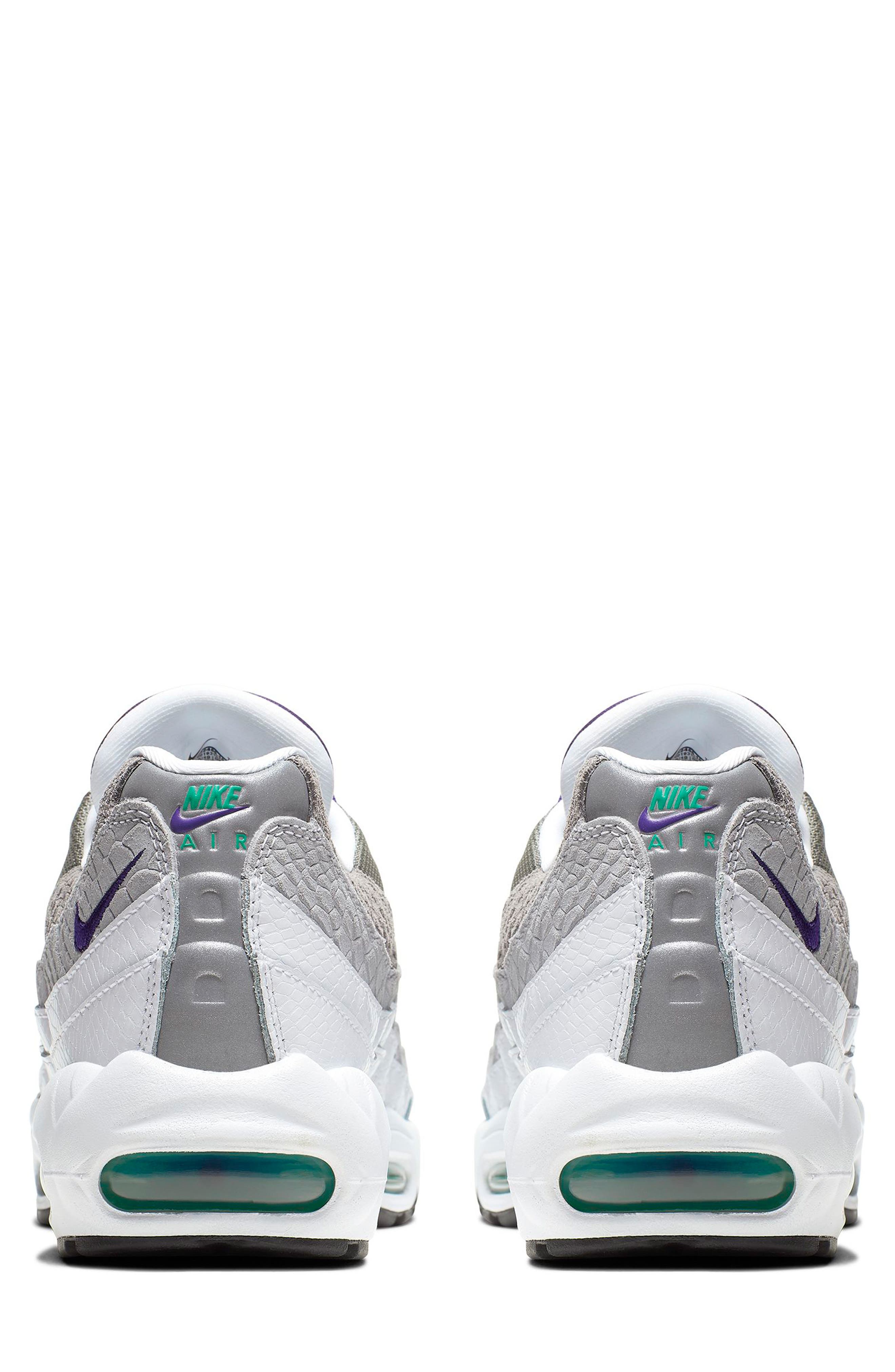 Air Max 95 LV8 Sneaker, Alternate, color, WHITE/ COURT PURPLE/ GREEN
