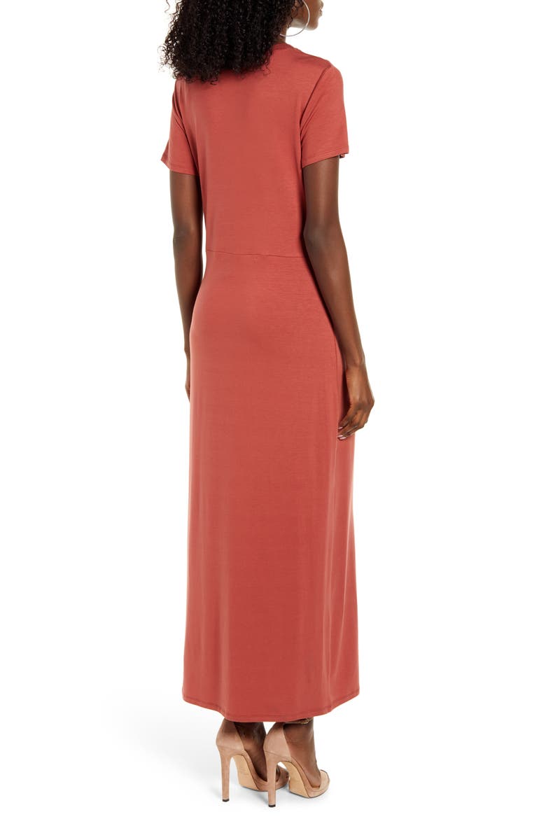 Ava Lulu Short Sleeve Maxi Dress, Alternate, color, MARSALA