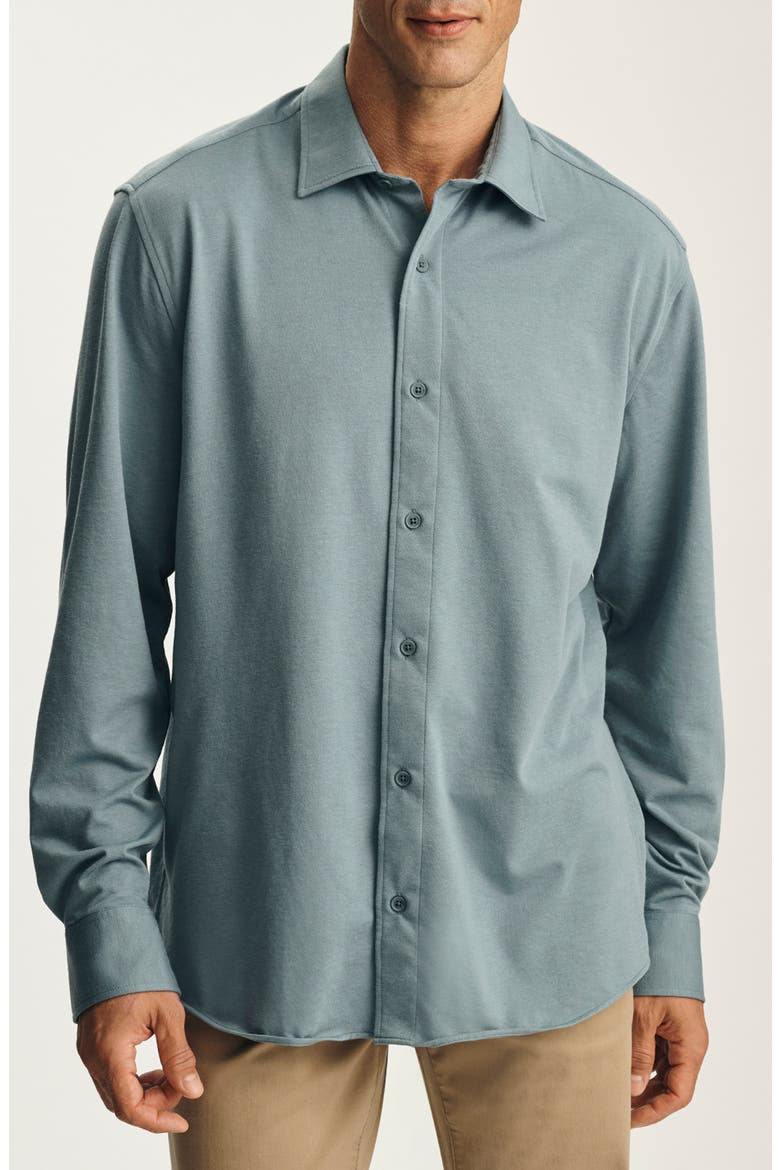 Poplin Button-Up Shirt, Main, color, BLUE MIRAGE