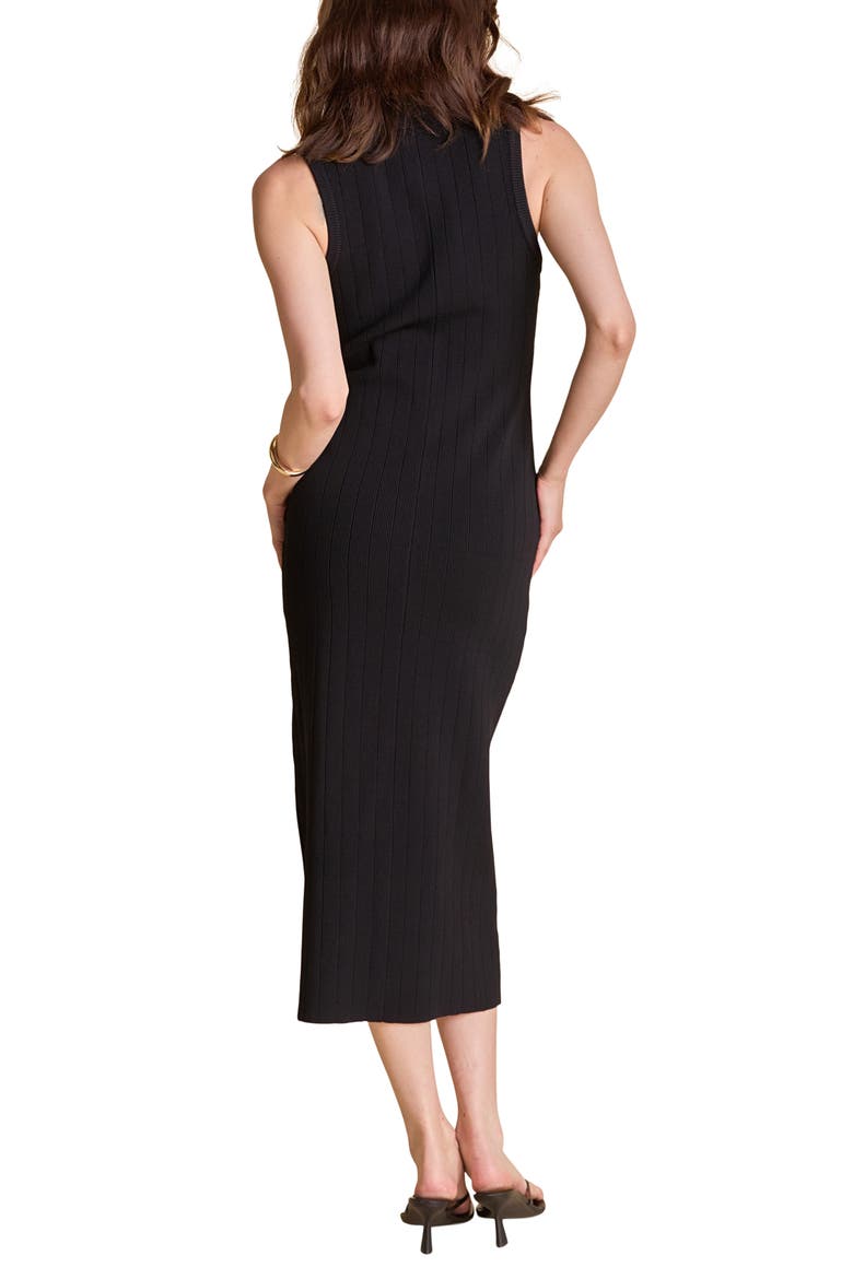 Collared Sleeveless Knit Dress, Alternate, color, BLACK