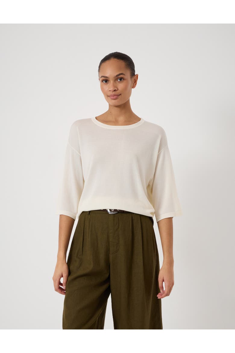 Relaxed Knitted T-shirt, Main, color, Ecru White