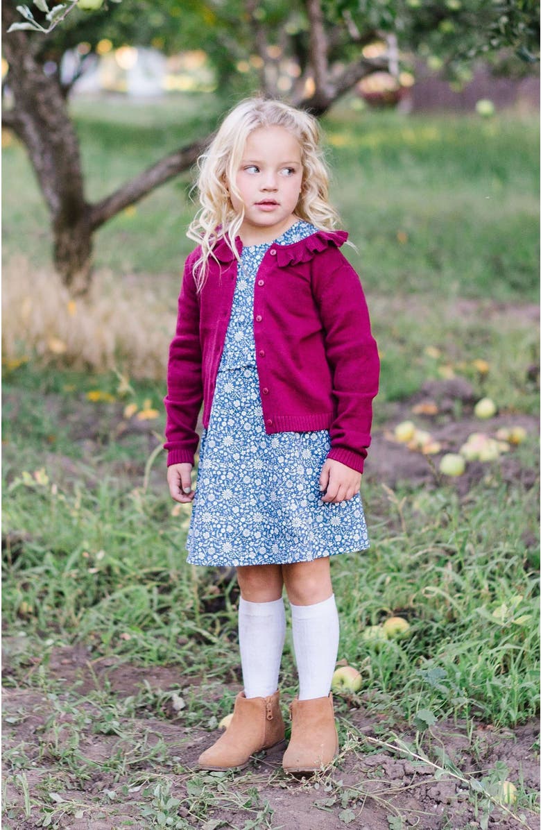 Hope & Henry Baby Girls' Ruffle Collar Cardigan, Infant, Alternate, color, 