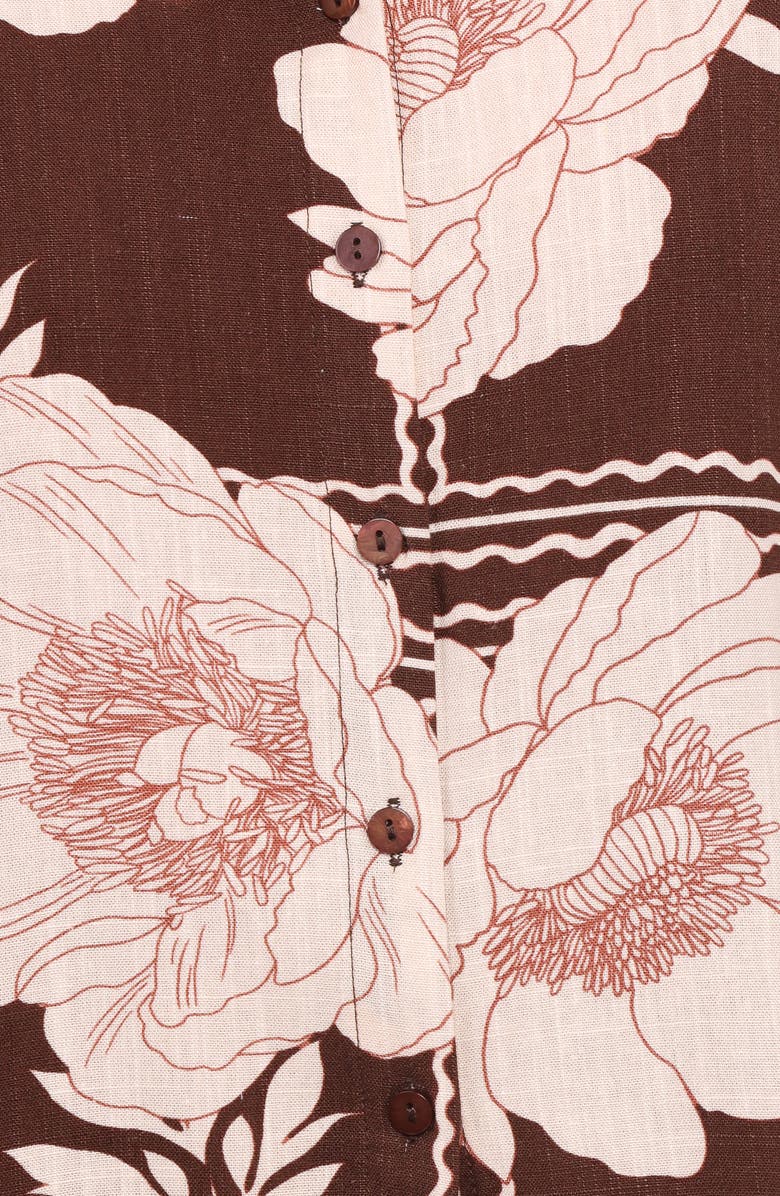 Petal & Pup Bernadine Floral Oversize Short Sleeve Button-Up Shirt, Alternate, color, Brown Floral