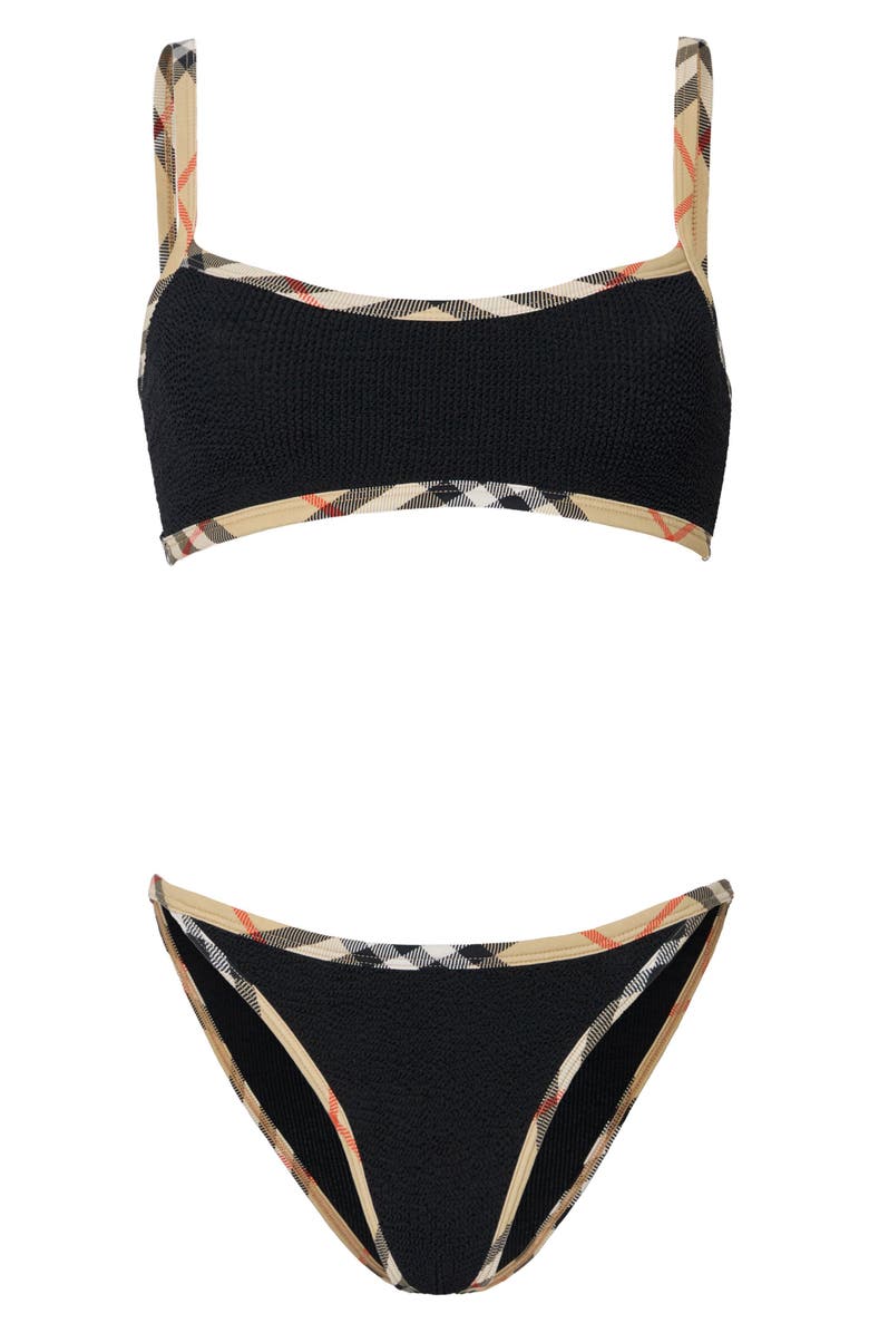 Burberry x Hunza G Tyler Original Crinkle<sup>™</sup> Two-Piece Bikini Swimsuit & Matching Scrunchie Set, Alternate, color, 
