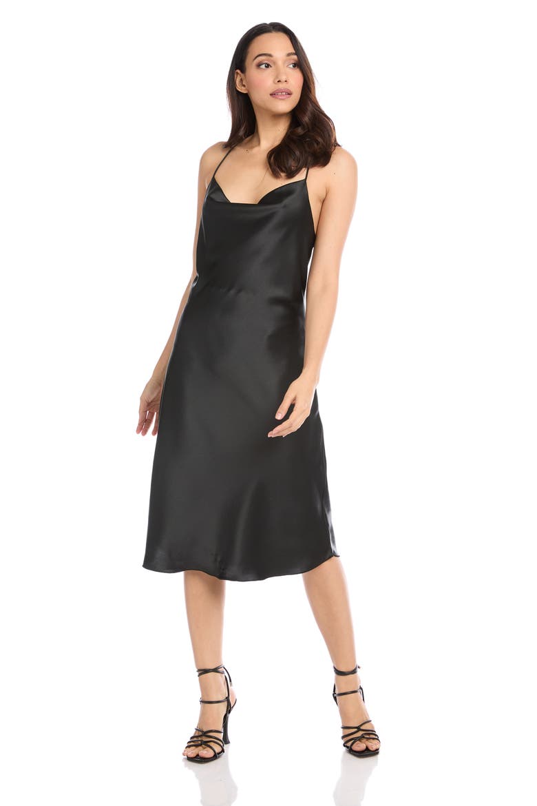 Bias Cut Cowl Neck Racerback Slipdress, Alternate, color, BLACK