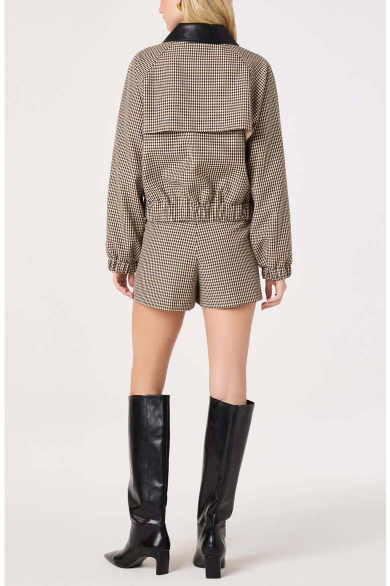 Billie Gingham Jacket with Faux Leather Collar, Alternate, color, BROWN BLACK GINGHAM