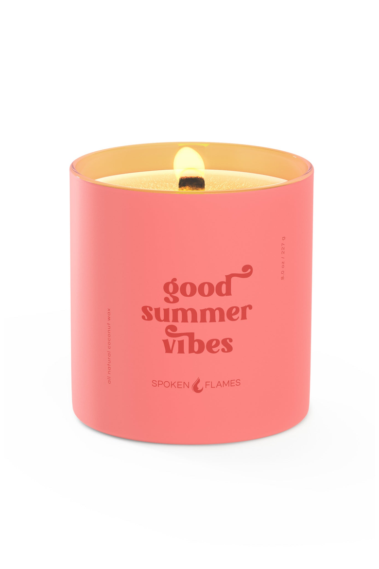 Good Summer Vibes Candle, Main, color, Pink