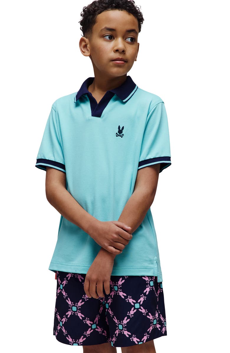 Psycho Bunny Kids' Christiano Johnny Collar Polo, Alternate, color, Antigua Sand