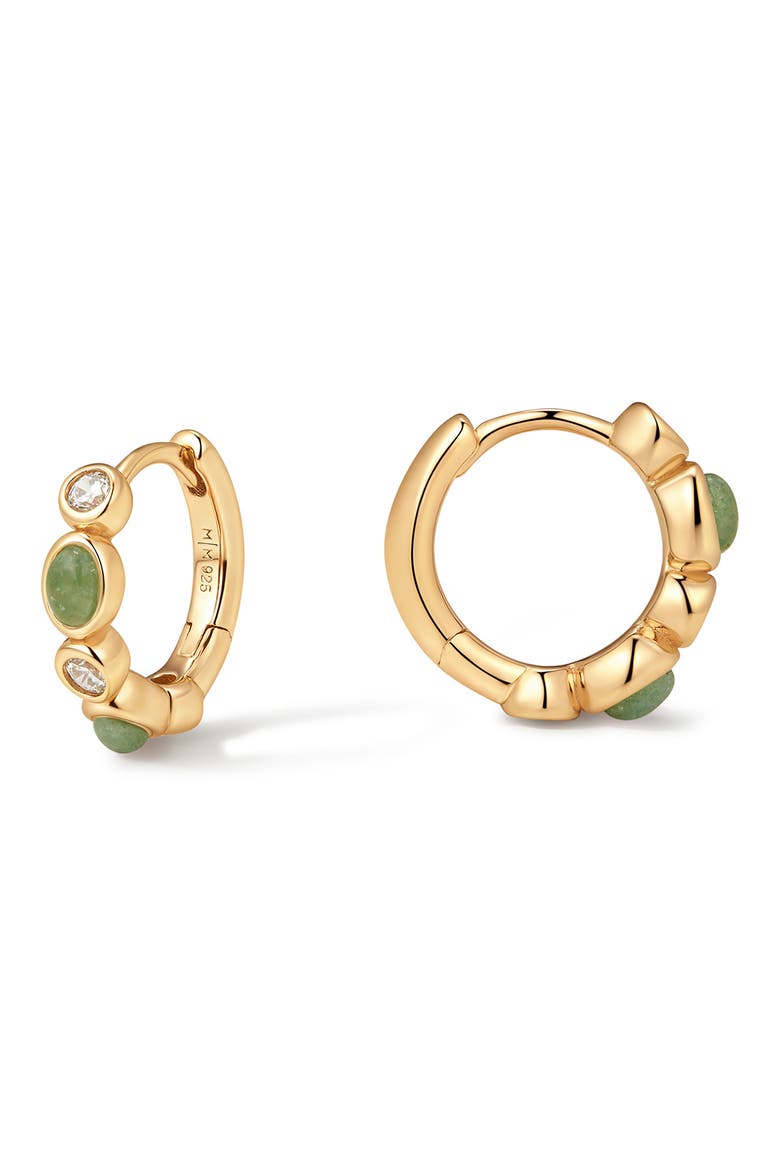 Aura Hoop Earrings, Main, color, GOLD VERMEIL/ GREEN