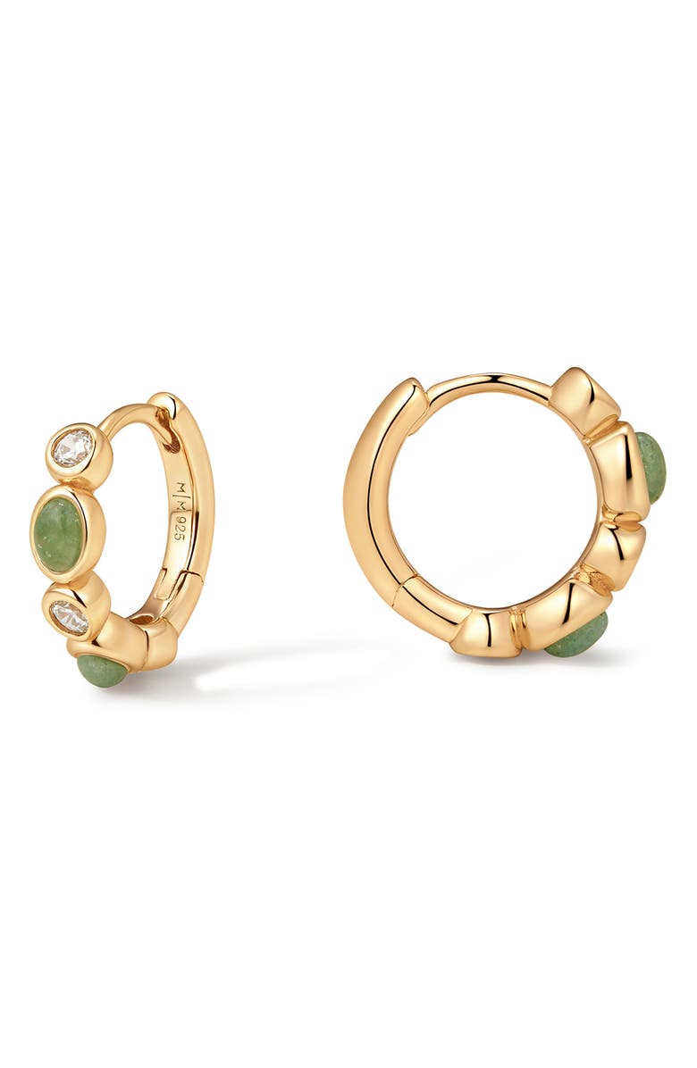 MADE BY MARY Aura Hoop Earrings, Main, color, Gold Vermeil/ Green