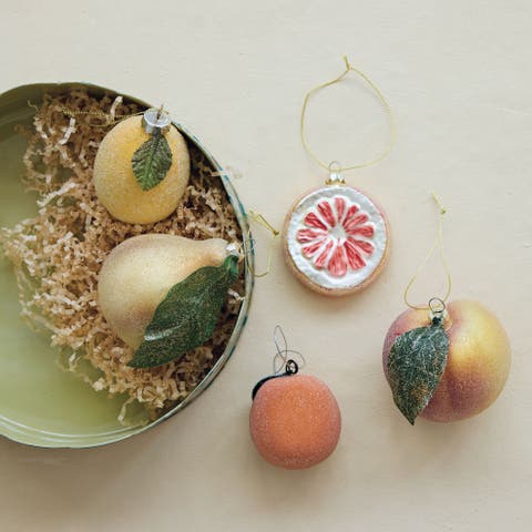 Glittered Glass Pear Ornament