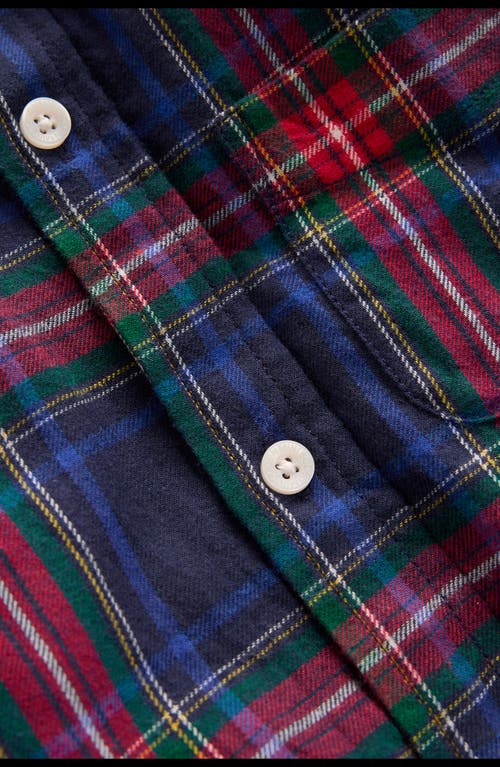 Mini Boden Kids' Plaid Cotton Flannel Button-up Shirt In Blue
